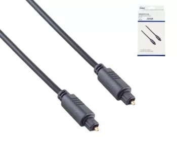DINIC Toslink Kabel, 4mm Ø, Stecker aus PVC, Kontakte vergoldet, schwarz, DINIC Box mit Euroloch, Länge 2,00m